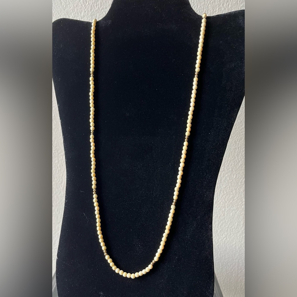 BONE 4mm Small Bead Long Necklace